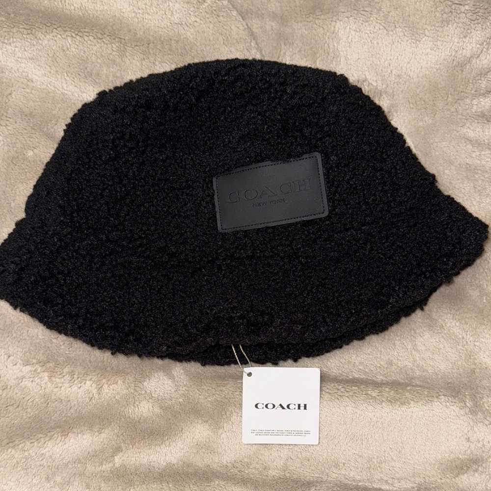 Coach Textured Black Bucket Hat